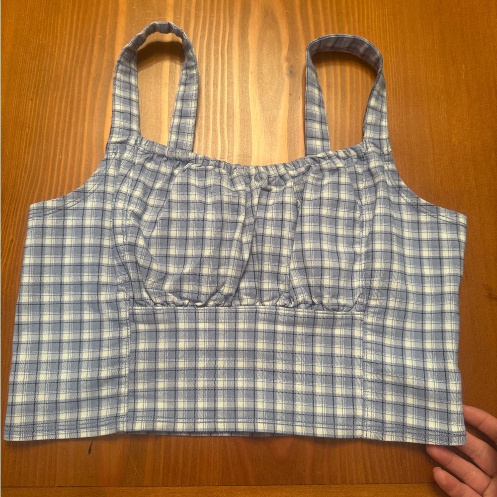 Hollister Light Blue Plaid Tank Top
